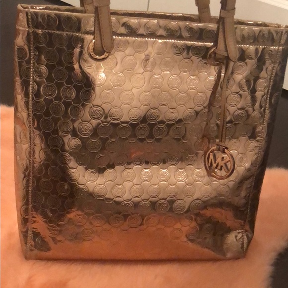 Michael Kors Rose Gold Jet Set Monogram NS Tote - Picture 2 of 6